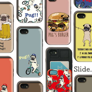 iPhoneSE ��2���� SE2 iPhone11 Pro Max iPhoneXs XR iPhone8 7 plus 6/6s GalaxyS9 �P�[�X IC�J�[�h ���[ �w�� �X���C�h���[ �ϏՌ� �p�O PUG!! pug dog �� pug'sburger beerpug pocketpug �p�O�o�[�K�[ �����ǂ�p�O �Ԃ牺����