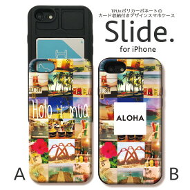 IPhone12 pro 背面 ICカード スライド収納 iPhoneSE 第2世代 SE2 iPhone11 Pro Max iPhoneXs XR iPhone8 7 GalaxyS9 ケース 耐衝撃 おしゃれ かわいい ケース スマホケース ハワイ アロハ ハワイ語 photo aloha hawaii 可愛い おとな