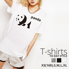 Tシャツ レディース メンズ クルーネック 丸首 綿 半袖 カットソー おしゃれ かわいい シンプル パンダ panda アニマル 動物