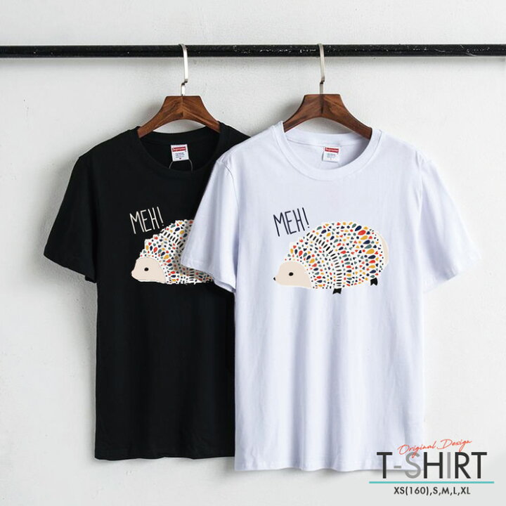 楽天市場 Tシャツ レディース メンズ クルーネック 丸首 綿 半袖 カットソー ロゴ プリント 大人かわいい オシャレ ペア カップル おそろ リンクコーデ ハリネズミ はりねずみ Hedgehog 北欧 テキスタイル モダン Meh 可愛い 大人かわいい No Other
