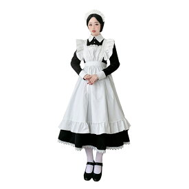 ロング メイド服 半袖 長袖 ロングメイドコスプレ ロイヤルメイド 本格 ロングメイドコスチューム ロングメイドドレス ワンピース エプロン カチューシャ S-XL