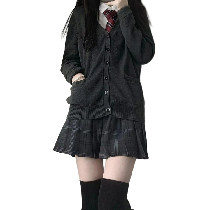 楽天市場】4点セット 女子高生 カーディガン シャツ ネクタイ スカート 