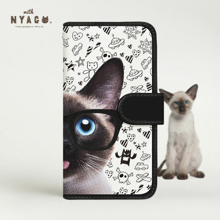 楽天市場】スマホケース 猫 手帳型 全機種対応 厚手【キュート メガネ 