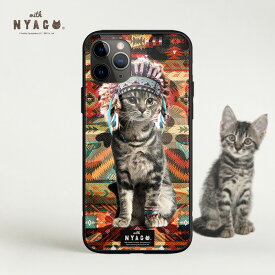 スマホケース 猫 iPhoneケース iPhone14 iPhone13 iPhone12 11 XR iPhoneSE 2 3 ガラスケース 背面強化ガラス TPUバンパー 【 インディアン ソラちゃん ネイティブ柄 エスニック ヨセミテ オレンジ 】 猫柄 ネコ柄 かわいい スマホケース 猫 可愛い スマホカバー