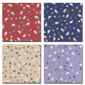 1m単位切り売り 和柄 和調プリント 金粉因幡（いなば）の白うさぎ 4色あります 生地 布 和風 和調 うさぎ うさぎ柄 ウサギ ウサギ柄 動物 動物柄 ゴールド 綿 かわいい シーチング生地 綿100 ハンドメイド 金襴 金襴布 金彩 金箔