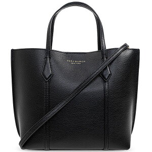 美品】TORY BURCH トートバッグ ロゴ金具 ウール素材 A4 ブラック 