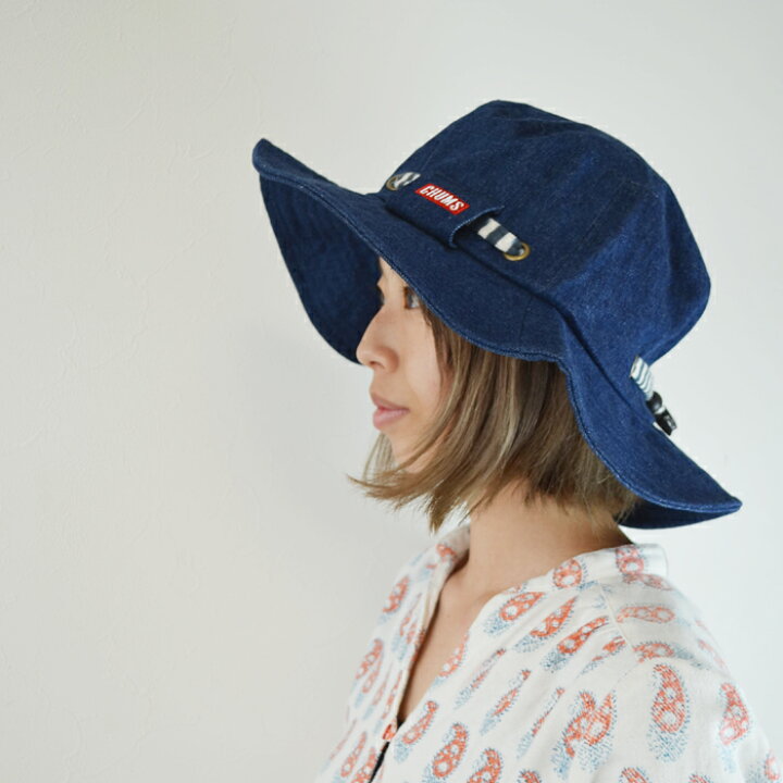 楽天市場 チャムス ハット 送料無料 チャムス別注 Chums Ring gett Hat アドベンチャーハット タゲットハット 帽子 Chums ヒッコリー デニム アウトドア キャンプ アウトドア レディース ハット Ch05 1148 帽子屋 おしゃれ小町