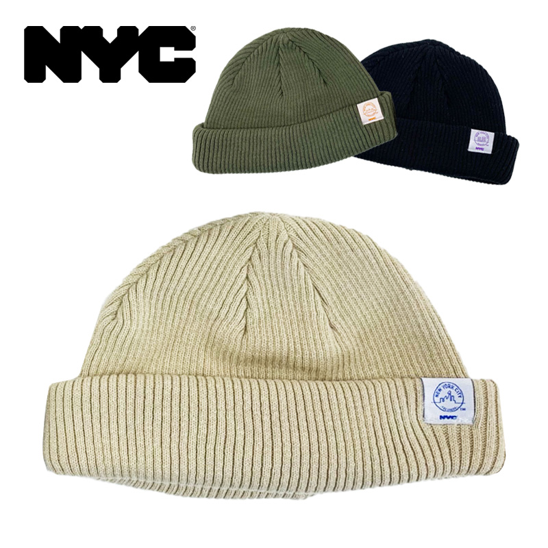 ニット帽  帽子 ブランド NYC ワッペンショートニット レディース メンズ 男女兼用 ニューヨーク公認ブランド おしゃれ小町