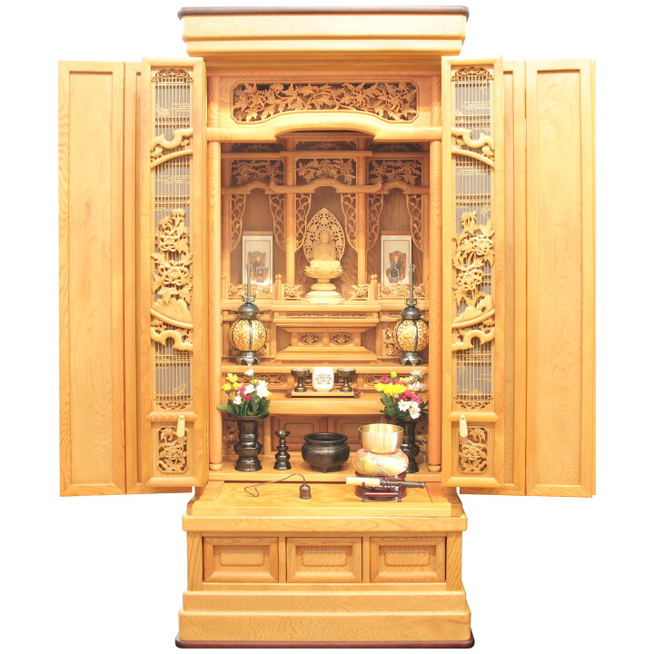 全宗派対応型唐木仏壇】収納型経机＋仏具セット