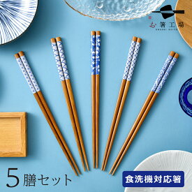 箸 食洗機対応 塗箸 すす竹 陶器柄 5膳 セット / 若狭塗 抗菌 日本製 国産 滑り止め付 和風 箸セット 天然木 シンプル おしゃれ かわいい 使いやすい 5本 プチギフト 業務用 大人 和柄 和食器 普段使い 母の日 土産 みやげ 敬老の日