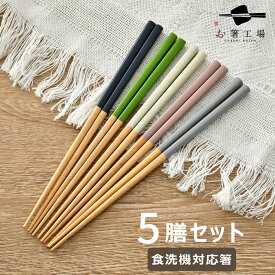 箸 食洗機対応 カラフルライフ箸 5膳 セット / お箸 若狭塗 23 抗菌 はし 滑り止め付 お箸セット 天然木 パステル かわいい 使いやすい 日本製 国産 可愛い 客用 5本 プチギフト くすみカラー 業務用 普段使い 母の日 土産 みやげ 敬老の日