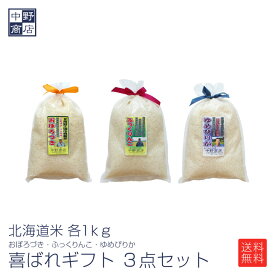 北海道産 北海道米 喜ばれギフト セット 　ゆめぴりか おぼろつき ふっくりんこ 各1kg 合計3個セット