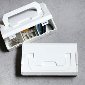 PUEBCO[プエブコ]PLASTIC CONNECTABLE TOOL BOX (1pc)[プラスチックコネクタブルツールボックス 道具箱 工具箱 救急箱スタッキング 連結可能 整理収納 軽量 ホワイト シンプル]☆