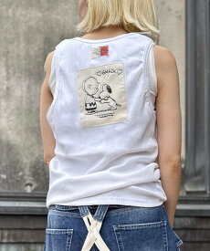 リブ タンクトップ スヌーピー ピーナッツ SNOOPY PEANUTS 可愛い 着やすい コーデ 大人 コットン キャラクター かわいい ポケット インナー トップス トレーニング スポーツ ヨガ ランニング 重ね着 シンプル