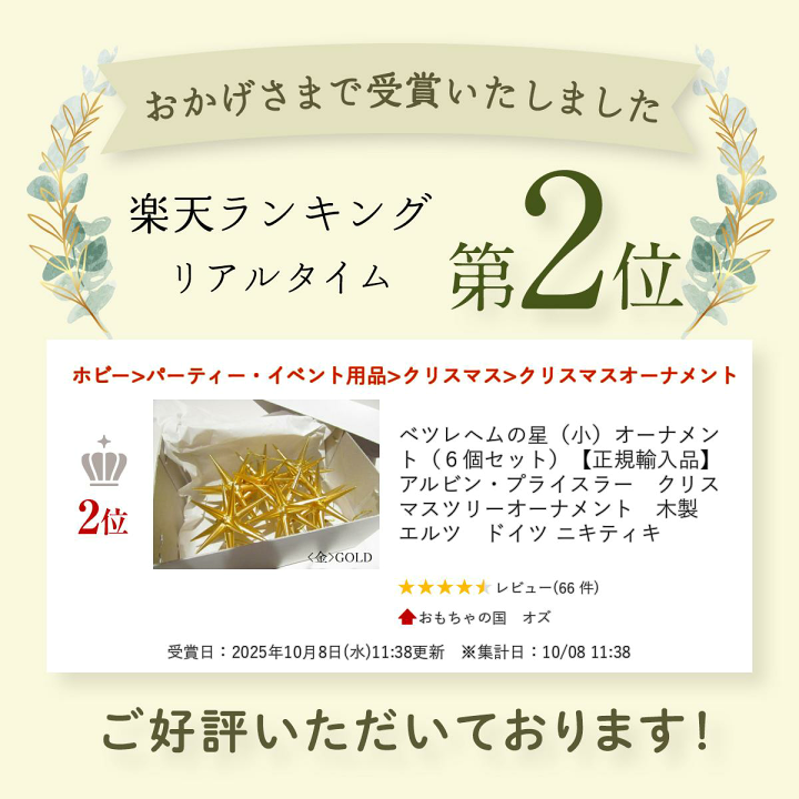 アルビンプライスラー  •ベツレヘムの星　6個セット アルビンプライスラー Albin Preissler クリスマスオーナメント