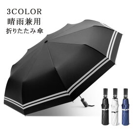 折りたたみ傘 晴雨兼用 レディース メンズ ボーダー柄 100%完全遮光 日傘 遮光 UVカット 紫外線対策 折り畳み 雨傘 撥水 遮熱 軽量 送料無料