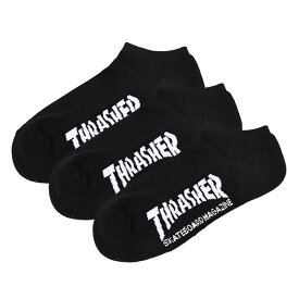 ＼4/30までイベント開催中／ 【メール便送料無料】THRASHER スラッシャー 靴下 3足セット ソックス 男 女 25cm 27cm フリーサイズ スポーツ 部活 丈夫 破れにくい お洒落 人気 トレンド スケーター UNISEX MENS厚め プレゼント ギフト socks アンクル くるぶし