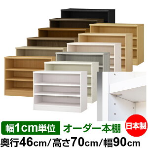 日本製 本棚 F★★★★ 低ホルムアルデヒド【イージーロック棚受タイプ】オーダー 本棚 収納 棚 書棚 ラック サイズオーダー 奥深 大容量【送料無料】オーダーマルチラック 奥行46cm 高さ70cm