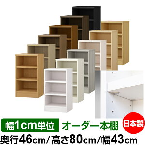 日本製 本棚 F★★★★ 低ホルムアルデヒド【イージーロック棚受タイプ】オーダー 本棚 収納 棚 書棚 ラック サイズオーダー 奥深 大容量【送料無料】オーダーマルチラック 奥行46cm 高さ80cm