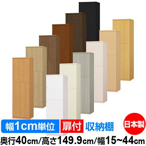 扉付 オーダー 本棚 収納 棚 書棚 ラック サイズオーダー 大容量 【送料無料】オーダーマルチラック 奥行40cm 高さ149.9cm 幅15〜44cm【標準タイプ】【オーダー本棚 本収納 シンプル 頑丈 棚 書庫