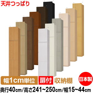 天井 つっぱり 扉付 オーダー 本棚 収納 棚 書棚 ラック サイズオーダー 大容量 【送料無料】オーダーマルチラック 奥行40cm 高さ241.1〜250.1cm 幅15〜44cm【耐荷重タイプ】【 本収納 シンプル 頑