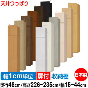 天井 つっぱり 扉付 オーダー 本棚 収納 棚 書棚 ラック サイズオーダー 奥深 大容量 【送料無料】オーダーマルチラック 奥行46cm 高さ226〜235cm 幅15〜44cm【耐荷重タイプ】【 本収納 シンプル
