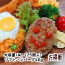 ソフトハンバーグ40g 25個入 冷凍食品 業務用 おかず ハンバーグ 人気 旨い 安い お徳用 単身者 大容量 レンジ対応 タンパク質 コスパ 簡単調理
