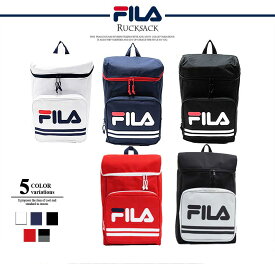 【ポイント10倍】 FILA フィラ リュック レディース メンズ ロゴ ブラック ホワイト レッド ネイビー かわいい おしゃれ 高校生 ユニセックス バックパック リュックサック デイパック 通学 通勤 旅行 A4 ブランド スクエア 15L プレゼント karlas