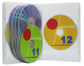 オーバルマルチメディア DVDケース 12枚収納 トールケース クリア1個 27mm厚に12枚収納