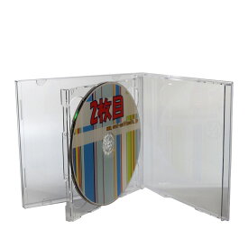 【ロゴ有り】PS10mm厚 CDケース2枚収納ジュエルケース クリア1個 2Discsロゴ有 2枚用