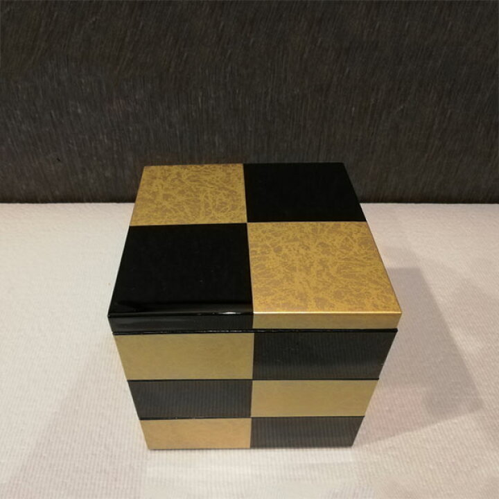 楽天市場】【取寄品】 市松GOLD 三段重 黒 ＜4寸サイズ＞お重箱 3段重 
