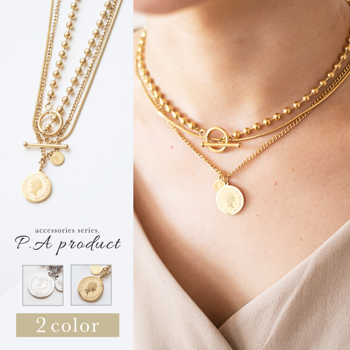 ハワイアンジュエリー チョーカーネックレス ゴールド＆シルバーセット