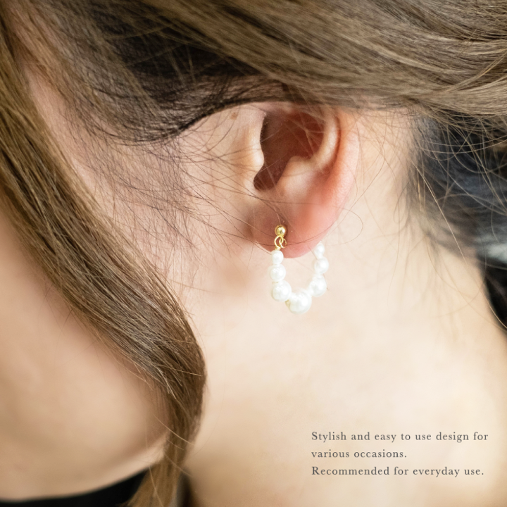 楽天市場】【￥2580→￥1580】パールピアス フープピアス ピアス