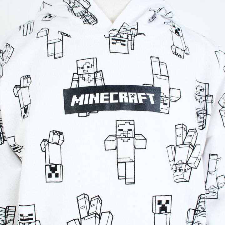 楽天市場 マインクラフト キッズ 総柄 スウェット パーカー 春 夏 子供服 長袖 裏毛 110 1 130 ホワイト 男の子 女の子 グッズ ボーイズ ガールズ マイクラ クリーパー ゾンビ キャラクター Minecraft まいぜん デイリーファッションパレット