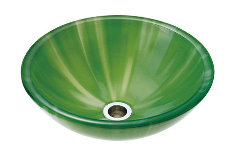 ガラスボウル AQUA グリーン Lサイズ 手洗器 手洗い鉢 手洗いボウル φ420*H145mm | 個性派水回りショップ　パパサラダ