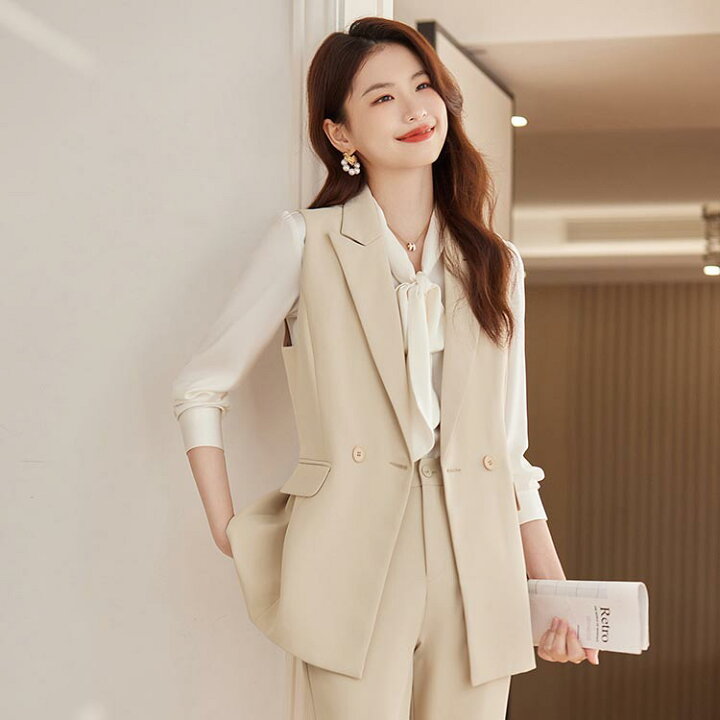 楽天市場】パンツスーツ レディース 上下セット ベストスーツ ベスト  