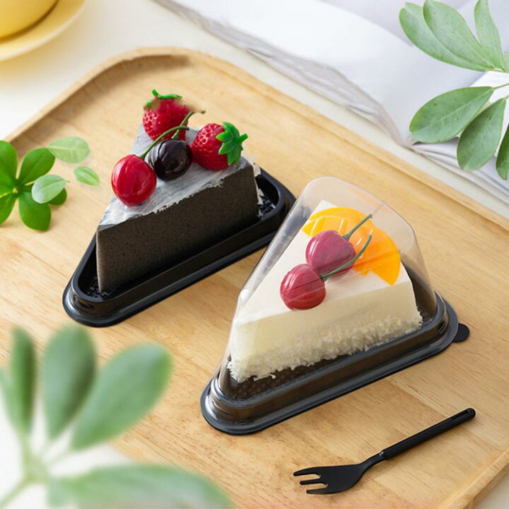 楽天市場】ケーキボックス 10個セット 蓋付き 防曇 三角 トレー パック 