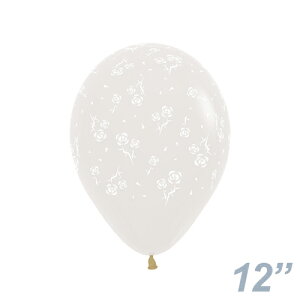 あす楽12時! 【ゴム風船】結婚式 アニバーサリー 透明に花柄 SM12インチ(30cm)丸型 ローズアラウンド SEM27324 【50個入り】
