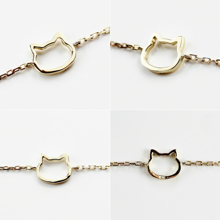 楽天市場】ネコ ブレスレット【日本製 18金 華奢ブレスレット】18K 猫 