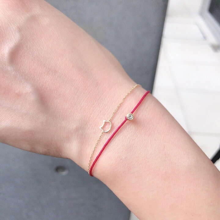 楽天市場】ネコ ブレスレット【日本製 18金 華奢ブレスレット】18K 猫 