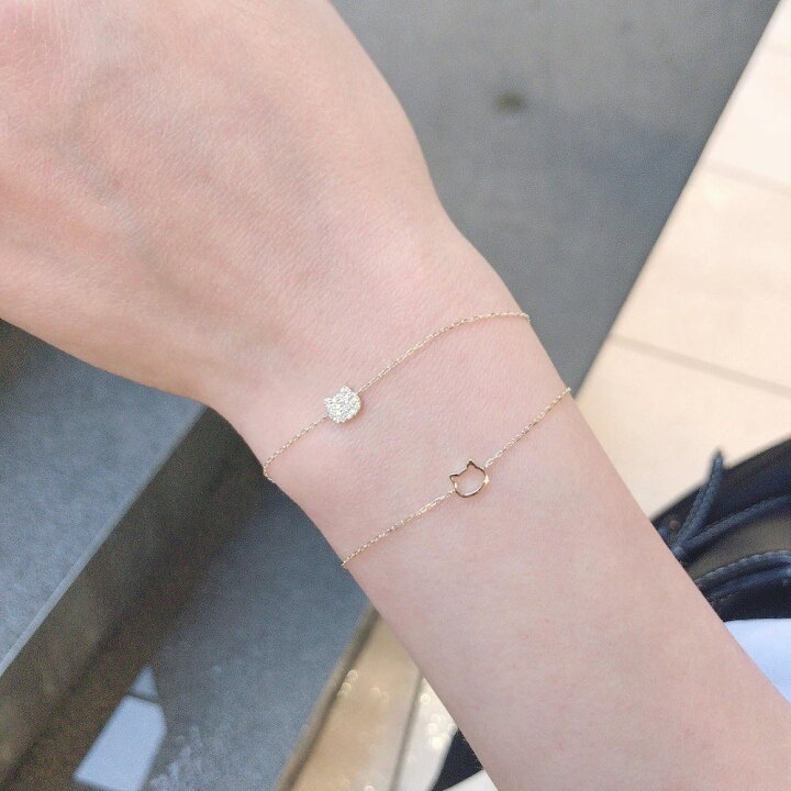 楽天市場】ネコ ブレスレット【日本製 18金 華奢ブレスレット】18K 猫 
