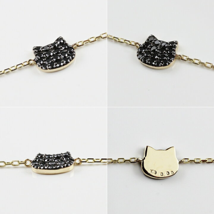 楽天市場】ネコ ブレスレット【日本製 18金 華奢ブレスレット】18K 黒 