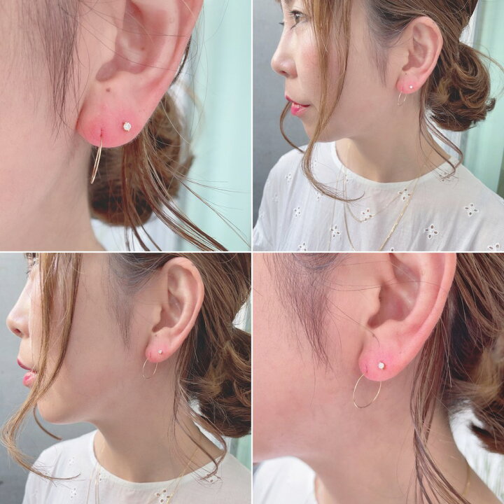 楽天市場】【ペア割】18金 一粒ダイヤモンド ピアス 華奢ピアス 