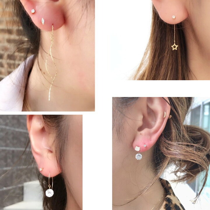 楽天市場】【ペア割】18金 一粒ダイヤモンド ピアス 華奢ピアス 