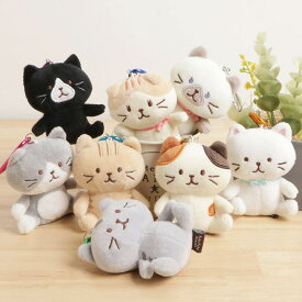おでかけマスコット　ぬいぐるみ キーホルダー カラビナ付き ふくふくにゃんこ FukuFukuNyanko ねこ 猫 かわいい　ハピンズ