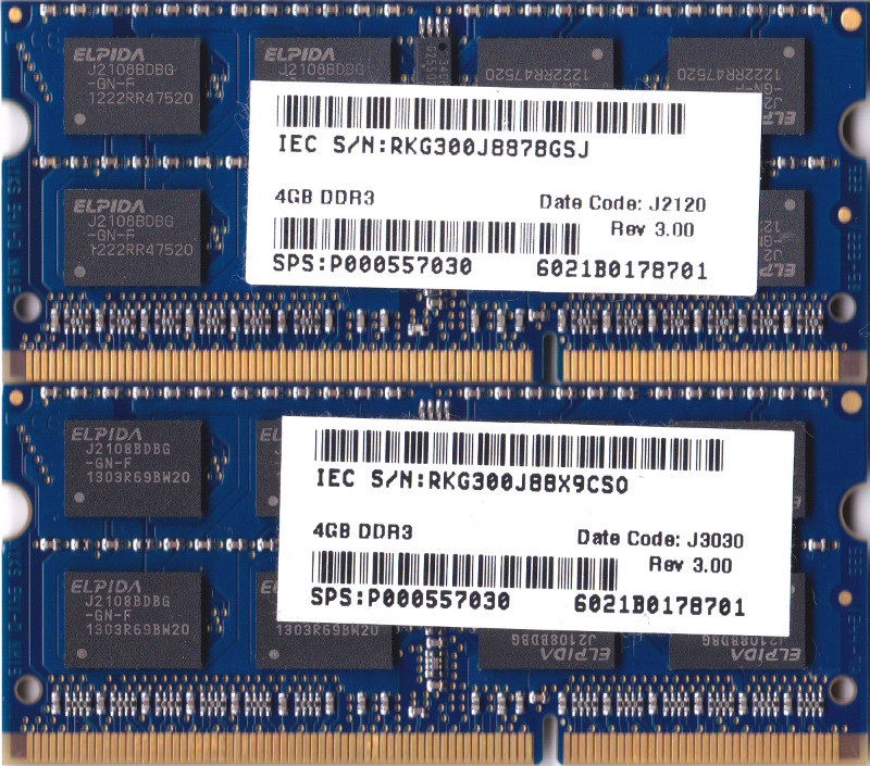 hynix DDR3 1600Mhz ノート用メモリ4Gx2