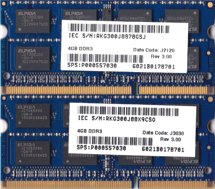 【ポイント2倍】Kingston PC3-12800S (DDR3-1600) 4GB x 2枚組み 合計8GB SO-DIMM  204pin ノートパソコン用メモリ 両面実装 (2Rx8)の2枚組 動作保証品【中古】 電子部品商会