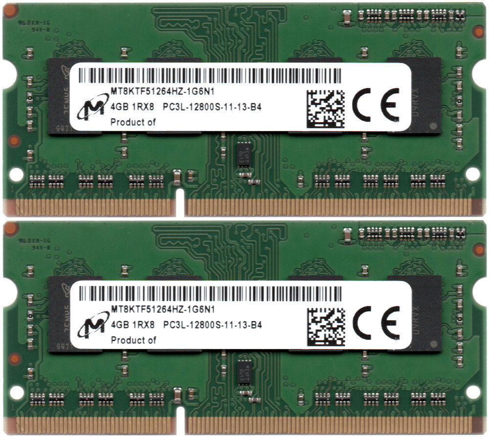 楽天市場】【ポイント2倍】Micron 低電圧メモリ (1.35V) PC3L-12800S (DDR3L-1600) 4GB x 2枚組み  合計8GB SO-DIMM 204pin ノートパソコン用メモリ 両面実装 (1Rx8)の2枚組 動作保証品【中古】 : 電子部品商会
