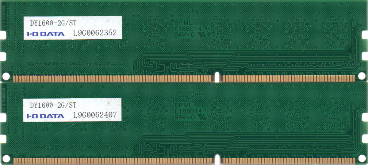 ポイント2倍I-O DATA アイ・オー・データ PC3-12800U (DDR3-1600) 2GB x 2枚組 合計4GB  240ピン DIMM デスクトップパソコン用メモリ 片面実装 (1Rx8)の2枚組 動作保証品中古 : 電子部品商会