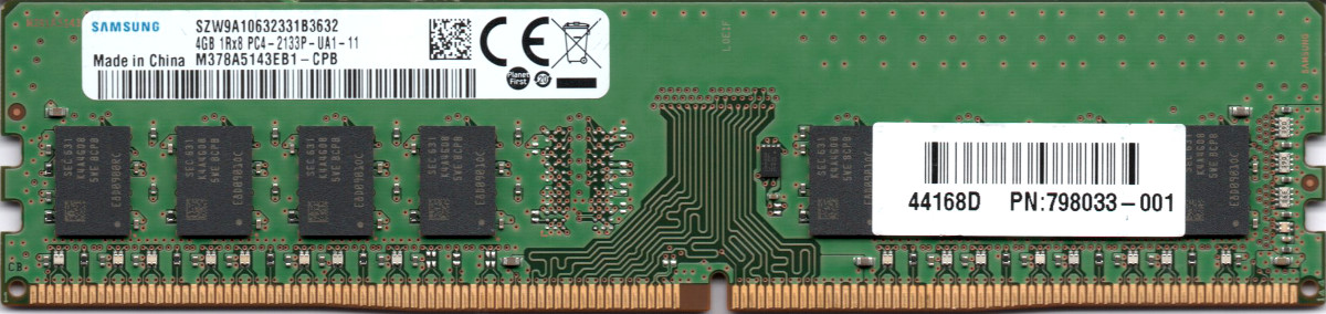 楽天市場】【ポイント2倍】SAMSUNG サムスン PC4-17000U (DDR4-2133) 4GB DIMM 288pin  デスクトップパソコン用メモリ PC4-2133P-UA1-11 型番：M378A5143EB1-CPB 片面実装 (1Rx8) 動作保証品【中古】 :  電子部品商会